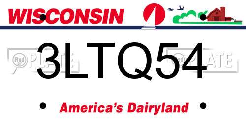 3LTQ54 Wisconsin License Plate