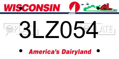 3LZ054 Wisconsin License Plate