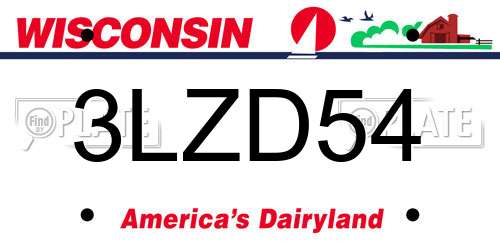 3LZD54 Wisconsin License Plate