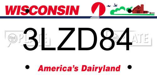 3LZD84 Wisconsin License Plate