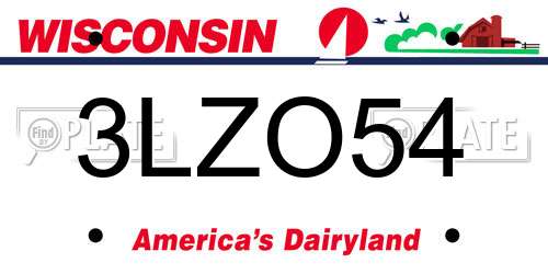 3LZO54 Wisconsin License Plate