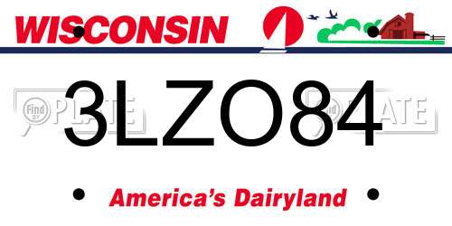 3LZO84 Wisconsin License Plate