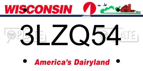 3LZQ54 Wisconsin License Plate