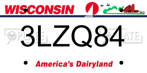 3LZQ84 Wisconsin License Plate
