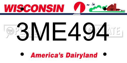 3ME494 Wisconsin License Plate