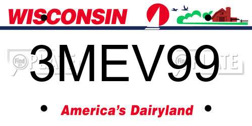 3MEV99 Wisconsin License Plate