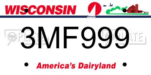 3MF999 Wisconsin License Plate