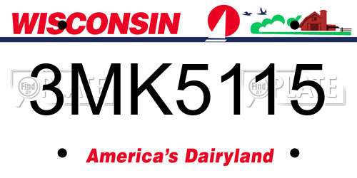 3MK5115 Wisconsin License Plate