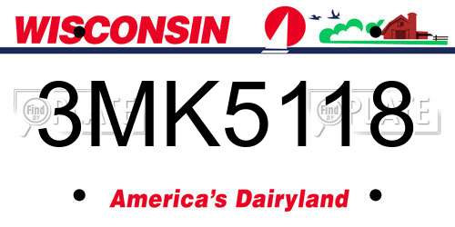 3MK5118 Wisconsin License Plate