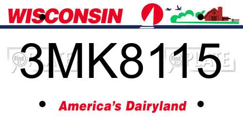 3MK8115 Wisconsin License Plate