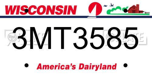 3MT3585 Wisconsin License Plate
