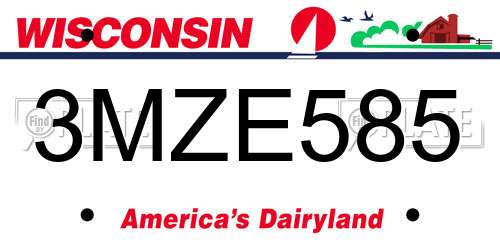 3MZE585 Wisconsin License Plate
