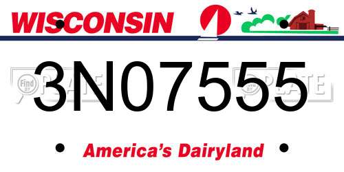 3N07555 Wisconsin License Plate