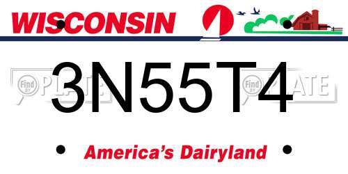 3N55T4 Wisconsin License Plate