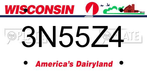 3N55Z4 Wisconsin License Plate