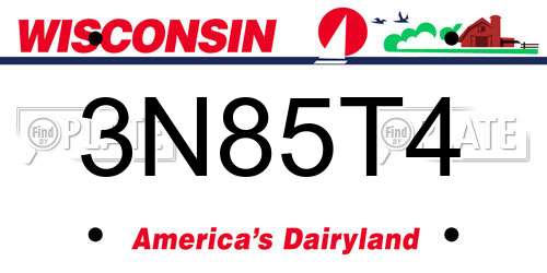 3N85T4 Wisconsin License Plate