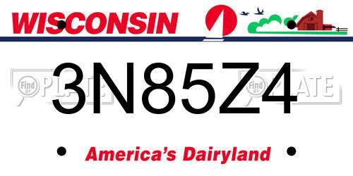 3N85Z4 Wisconsin License Plate
