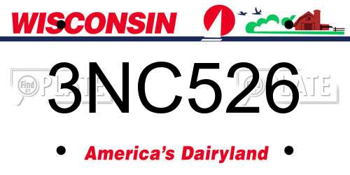 3NC526 Wisconsin License Plate
