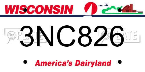 3NC826 Wisconsin License Plate