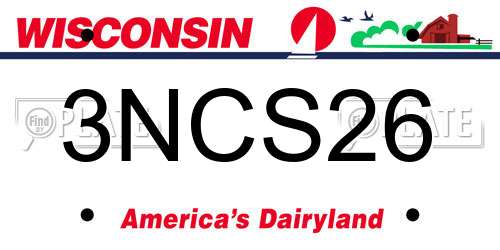 3NCS26 Wisconsin License Plate