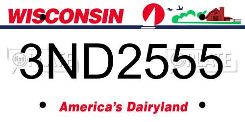 3ND2555 Wisconsin License Plate