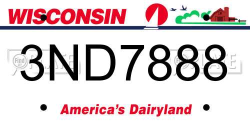3ND7888 Wisconsin License Plate