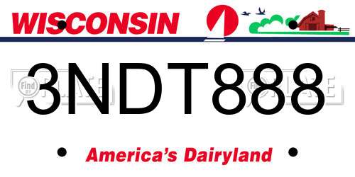 3NDT888 Wisconsin License Plate