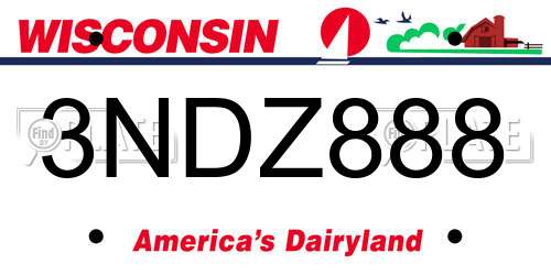 3NDZ888 Wisconsin License Plate