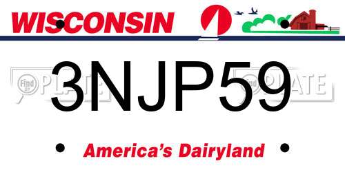 3NJP59 Wisconsin License Plate