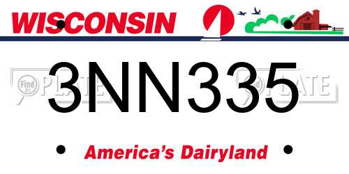 3NN335 Wisconsin License Plate
