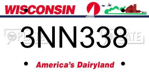 3NN338 Wisconsin License Plate