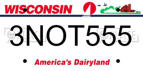 3NOT555 Wisconsin License Plate