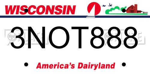3NOT888 Wisconsin License Plate