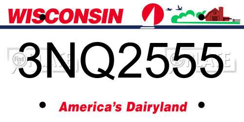 3NQ2555 Wisconsin License Plate