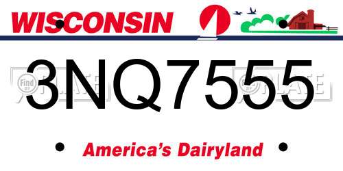 3NQ7555 Wisconsin License Plate