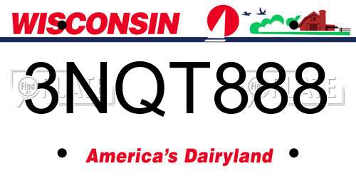 3NQT888 Wisconsin License Plate