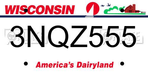 3NQZ555 Wisconsin License Plate
