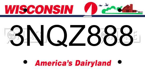 3NQZ888 Wisconsin License Plate
