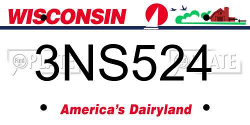 3NS524 Wisconsin License Plate
