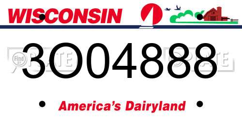 3O04888 Wisconsin License Plate