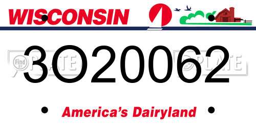 3O20062 Wisconsin License Plate