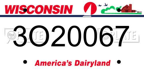 3O20067 Wisconsin License Plate