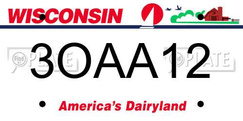 3OAA12 Wisconsin License Plate