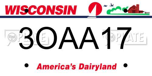 3OAA17 Wisconsin License Plate