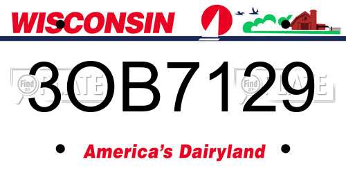 3OB7129 Wisconsin License Plate
