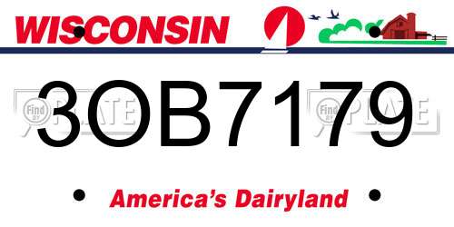 3OB7179 Wisconsin License Plate