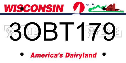 3OBT179 Wisconsin License Plate