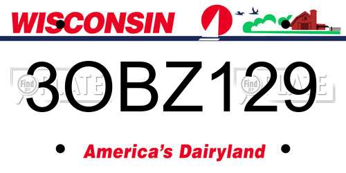 3OBZ129 Wisconsin License Plate