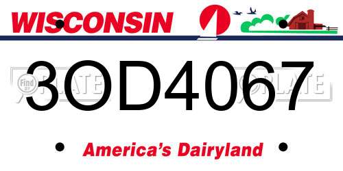 3OD4067 Wisconsin License Plate