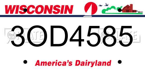 3OD4585 Wisconsin License Plate